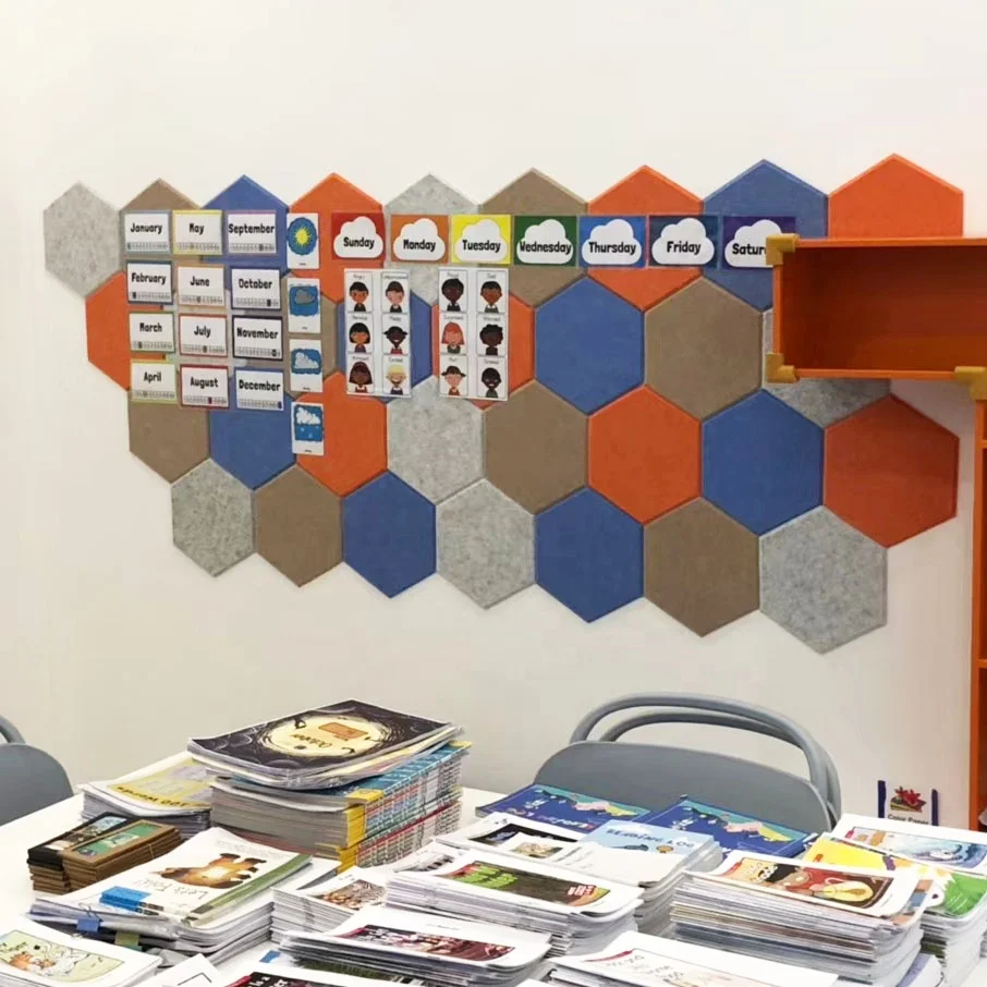 Felt Polyester Fiber Hexagon Acoustic Panel for School Educational Organization