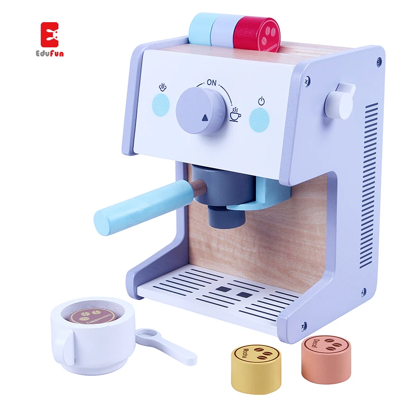 Children Gift funny Montesssori educational Pretend Playing Wooden Kitchen Deluxe coffee machine  Set for Toddler toys