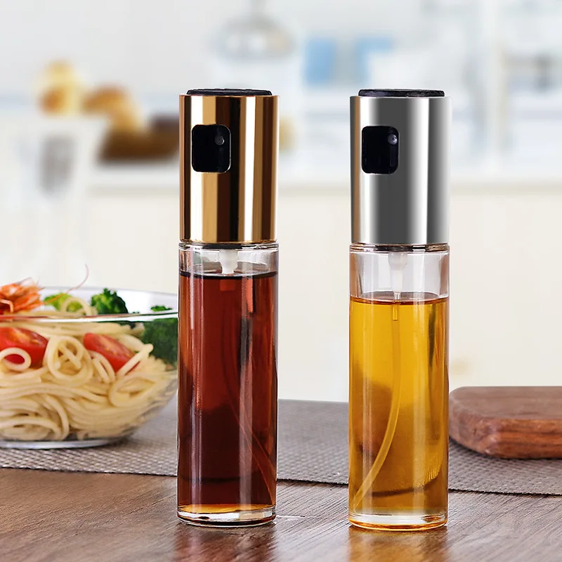 Glass Oil Spray Household kitchen Press-type Barbecue Glass Oil Spray Bottle Edible Olive Oil Spray