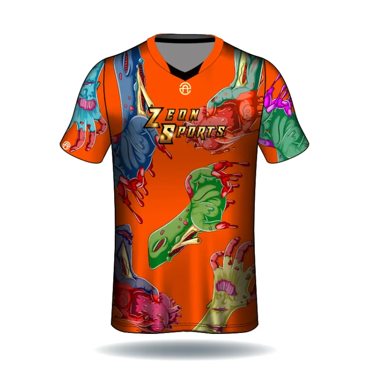 Sublimated Mens shirts Customized double layer V neck Quick dry sports T shirts