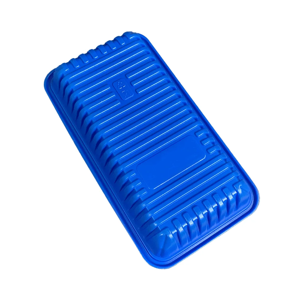 Custom 256*138.5mm PP disposable food packaging plastic tray blue plastic tray