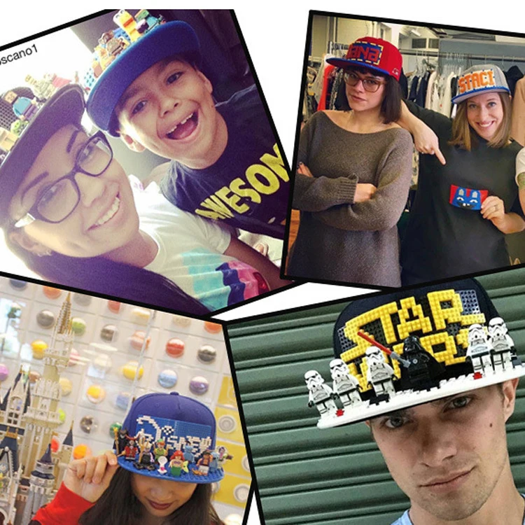 Factory Direct Sale DIY Building Bricks Flat Brimmed Cap with Pixel puzzle games Blocks Christmas hat