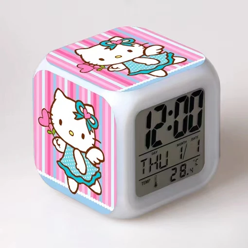 Hello kittyi girls wake up light kids digital alarm clock button batteries HK usb bed alarm clocks