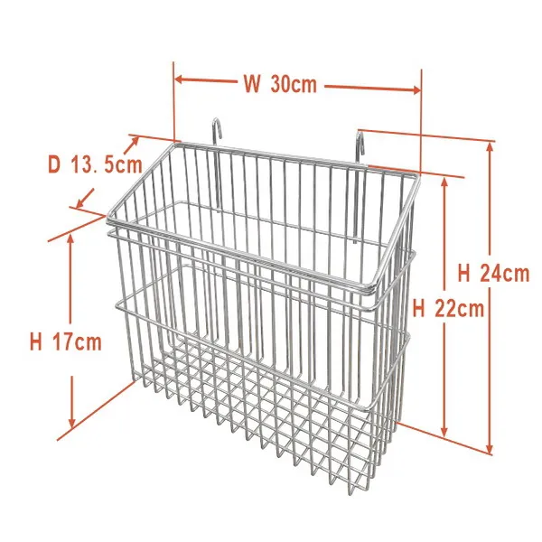RTS   Chrome Metal Wire Hanging Basket L: 30CM Wire Mesh Baskets For   Steel Rack Shelf