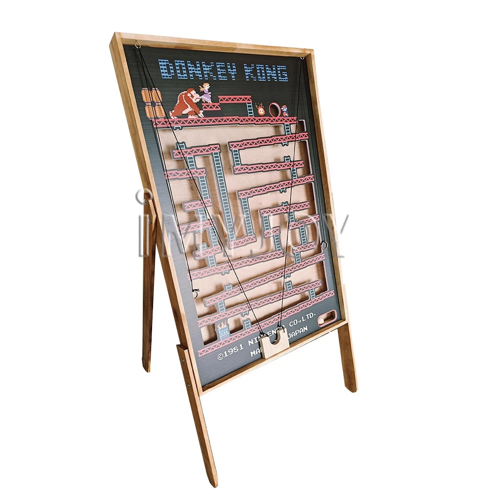 Commercial custom carnival party mini handheld dribbling 3d board wooden ball bearing maze game