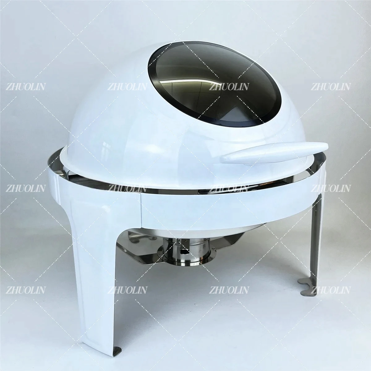 6 Quart casual events party rentals food warmer chaffing chafer dish buffet set with roll tops window lid white cheffing dishes