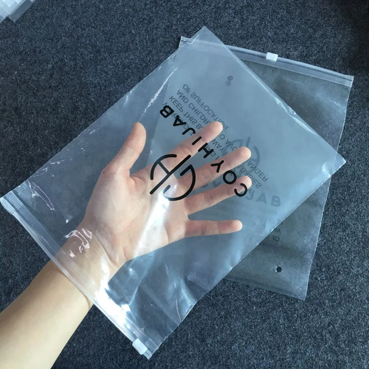 Custom Size Frosted Biodegradable Plastic Packaging Zipper Bags T Shirt Swimwear Zip Lock Printed Logo Bags