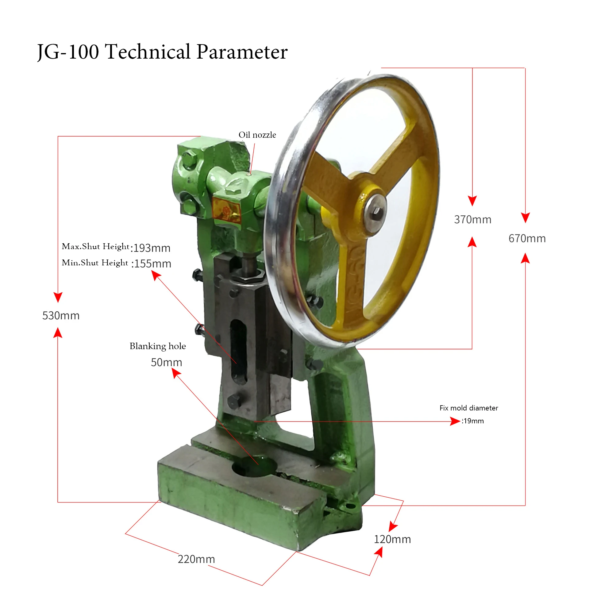 Manual Hand Crankshaft Press Punch Machine with 10KN Force