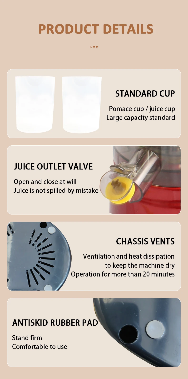 HUINING Portable Electric Fruit Juicer Maker  Juice Extractor Machine Blade Material Plastic Factory Direct Household Use
