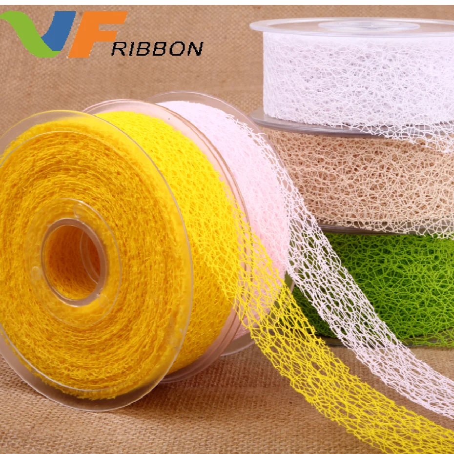 Lattice Woven Wired Ribbon Christmas Decoration Mesh Ribbon