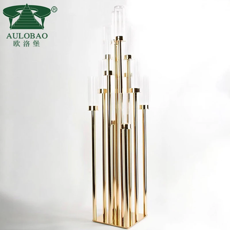 Wedding Table Centerpiece Gold Candlestick Candelabra Wedding Tall Centerpieces Chandelier Stainless Steel Golden Candle Holder