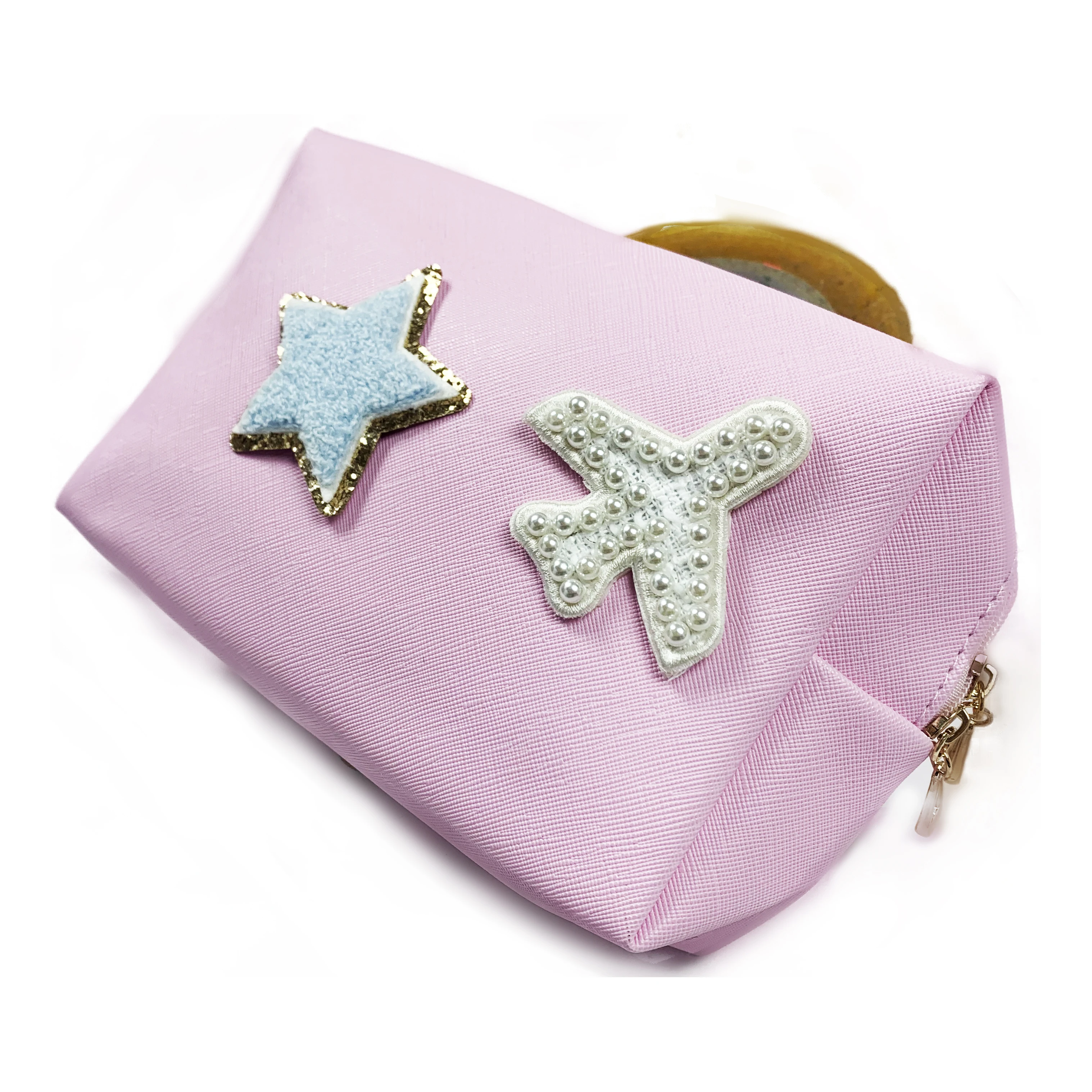 Nylon Pouch Bag Waterproof Flat Transparent Cosmetic Chenille Patches Embroidered Letters Iron On Makeup Clear