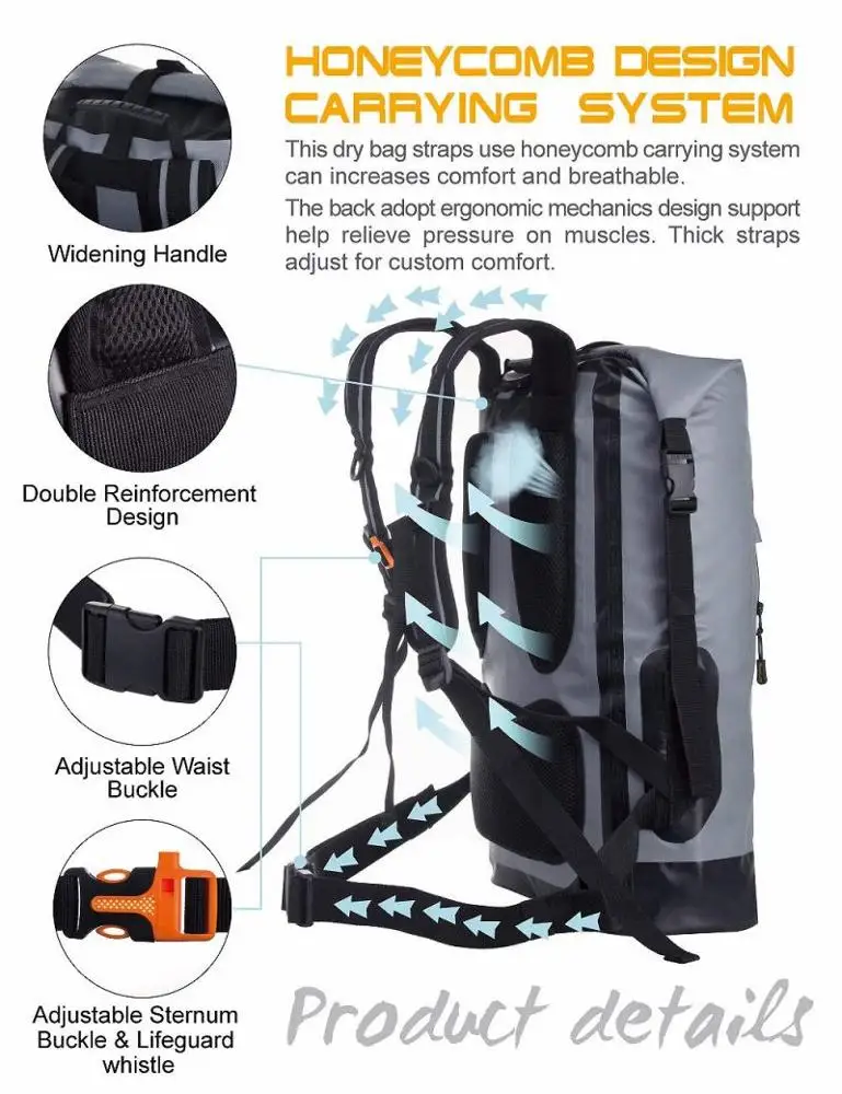 pvc tarpaulin duffel dry tube bag/waterproof dry sack/roll top dry bag backpack