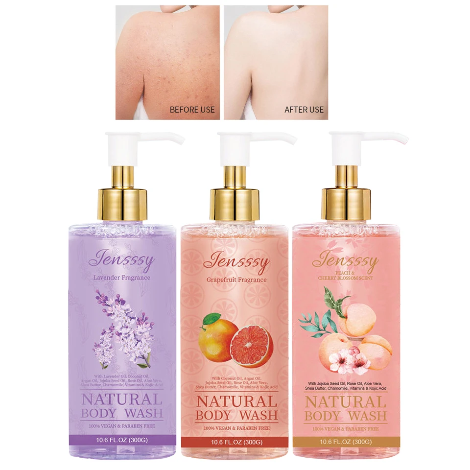 Shower Gel Vegan Body Wash 300g Natural Fragance Bath Gel Wholesale Nourishing Foaming Gel Aloe Vera Chocolate Lavender Rose