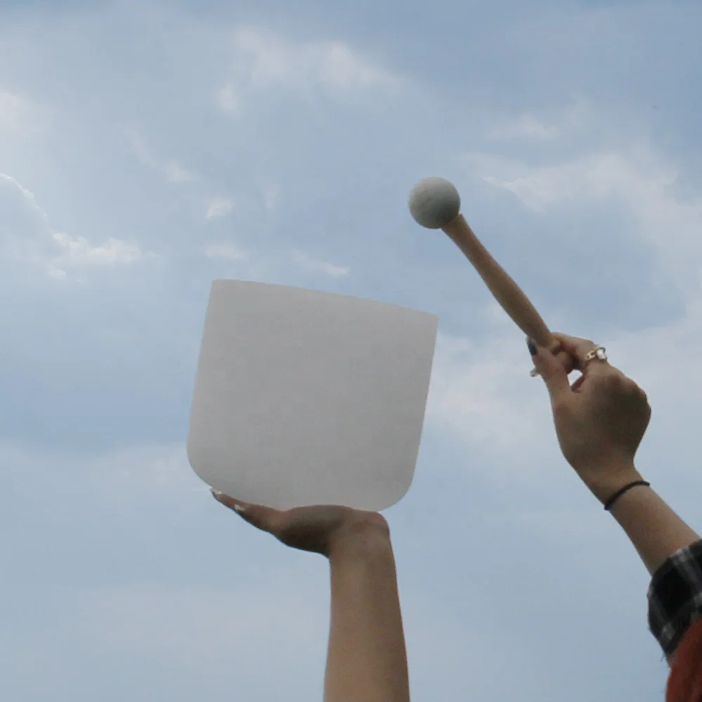 SIHE  Factory Directly Sale Quartz Bowl 7 Chakra Rainbow Design Frosted Crystal Singing Bowl Bol Chantant En Cristal