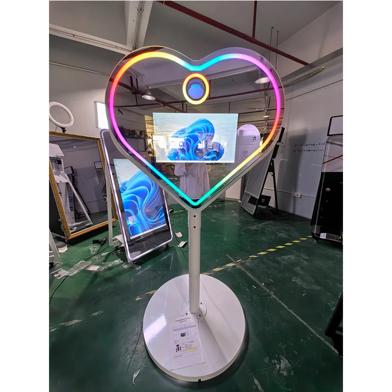 2024 heart shape 21.5inch  mirror photo booth affordable magic mirror photo booth