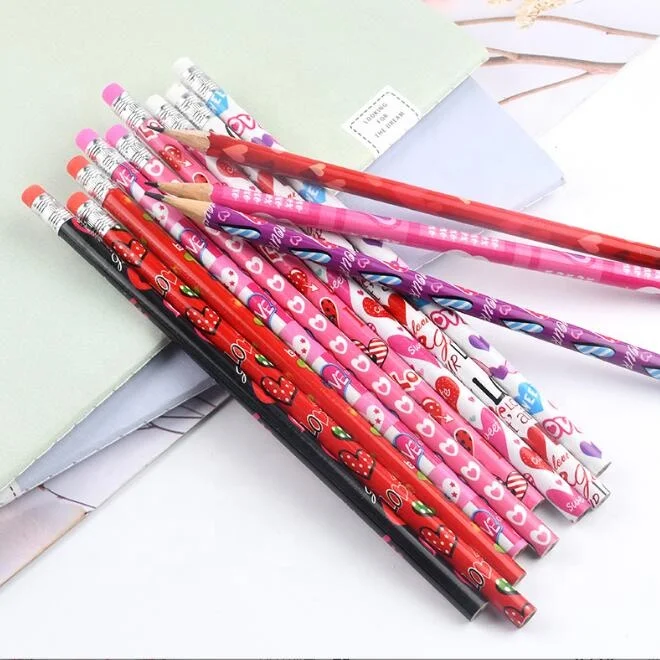 Elementary school students learn Xmas Wooden HB Pencils Christmas Valentine Halloween Easter cartoon 12 color pencil