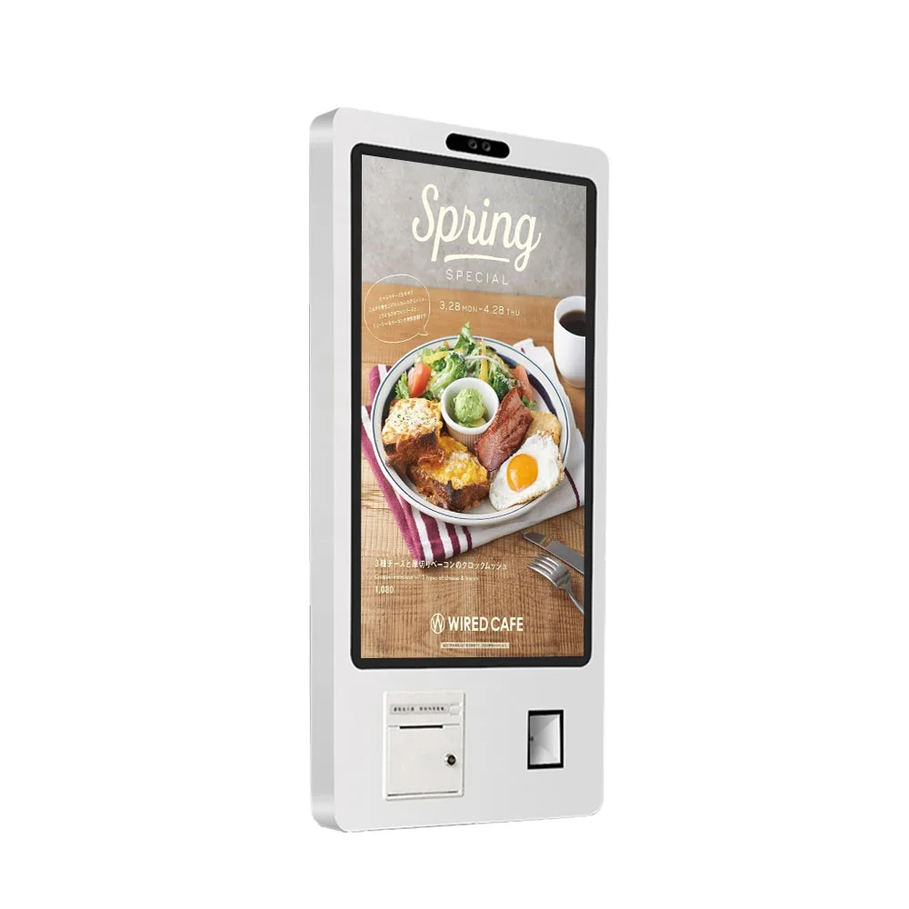 |Ultra thin 27 inch self service order kiosk in restaurant digital