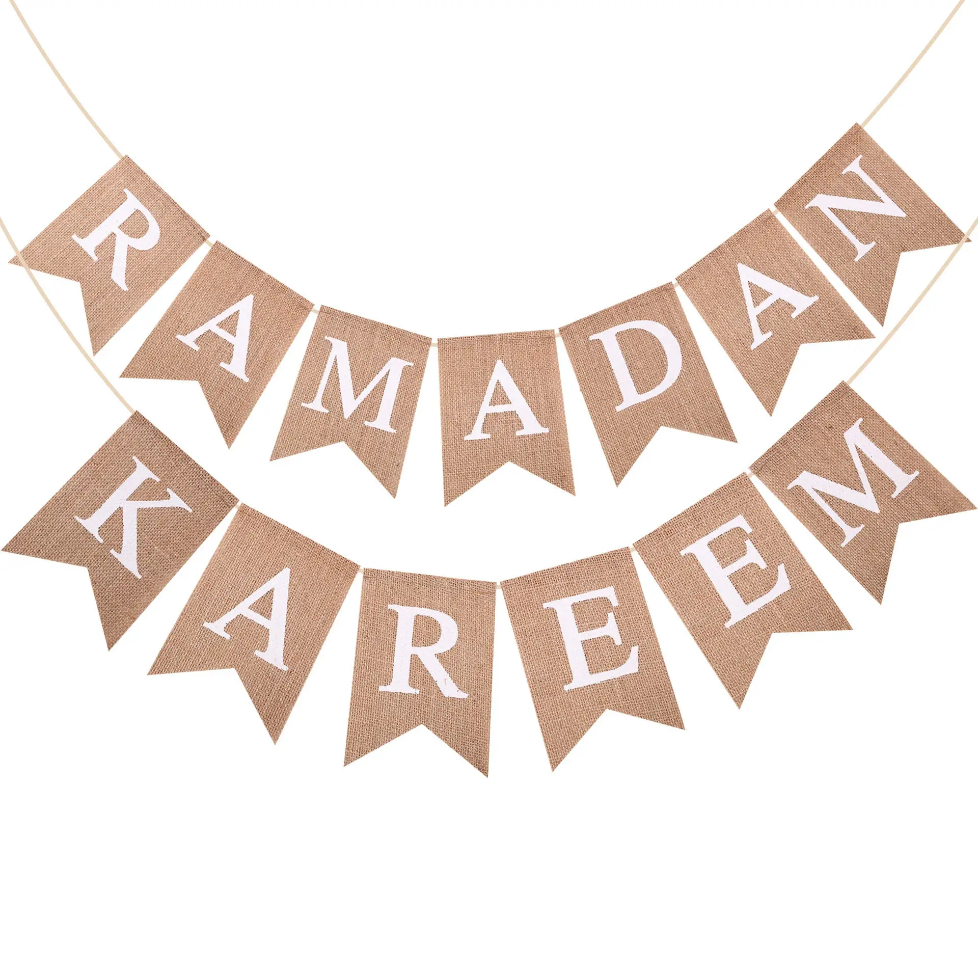 Баннер Ramadan Mubarak из джута с мешковиной, деревенский баннерный баннерс Рамадан Карим, гирлянда, ласточкин хвост, винтажный джут, баннер