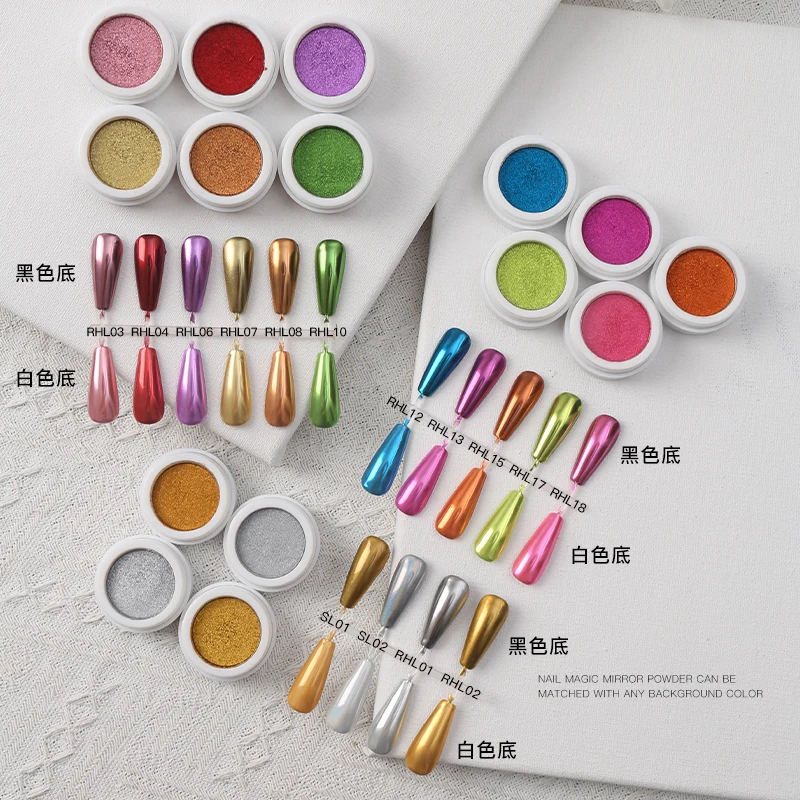 Silver And Gold Solid Holographic Chrome Powders for Nail