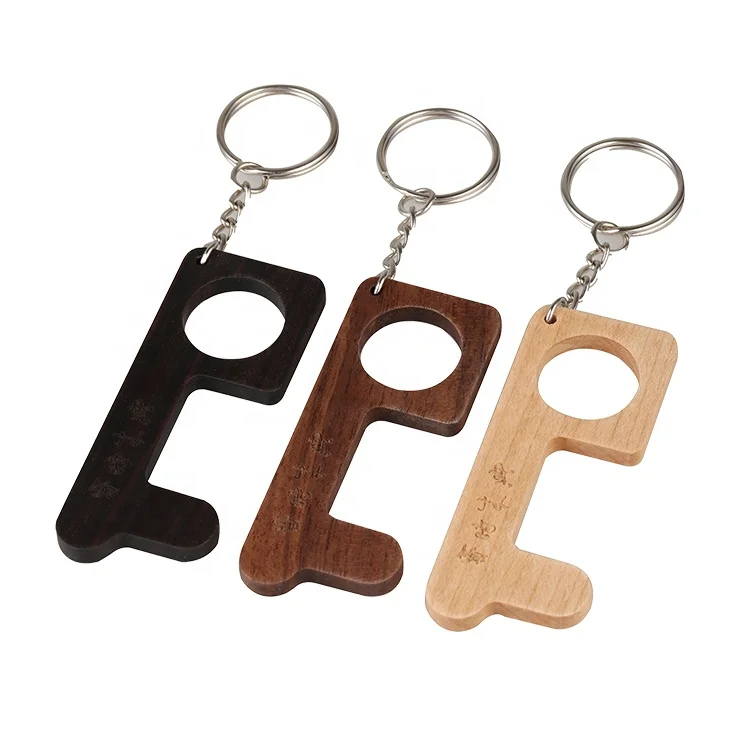 
Custom Multi-functional contactless anti-virus door opener contactless touch screen Wood key chain 