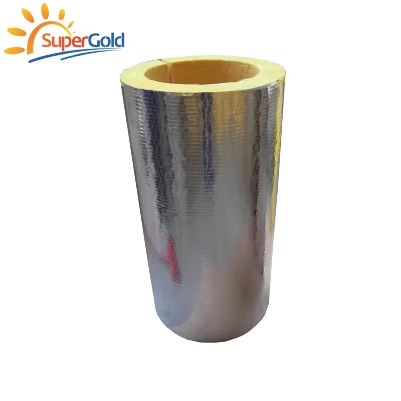 SuperGold factory price steam pipe insulation materials fireproof glass wool pipe with foil