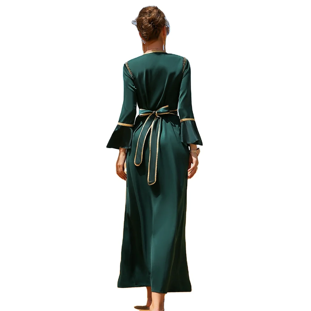 Wholesale 2022 Handmade diamond dress with flounces and belt kimar borka fabric borka Islamic clothing