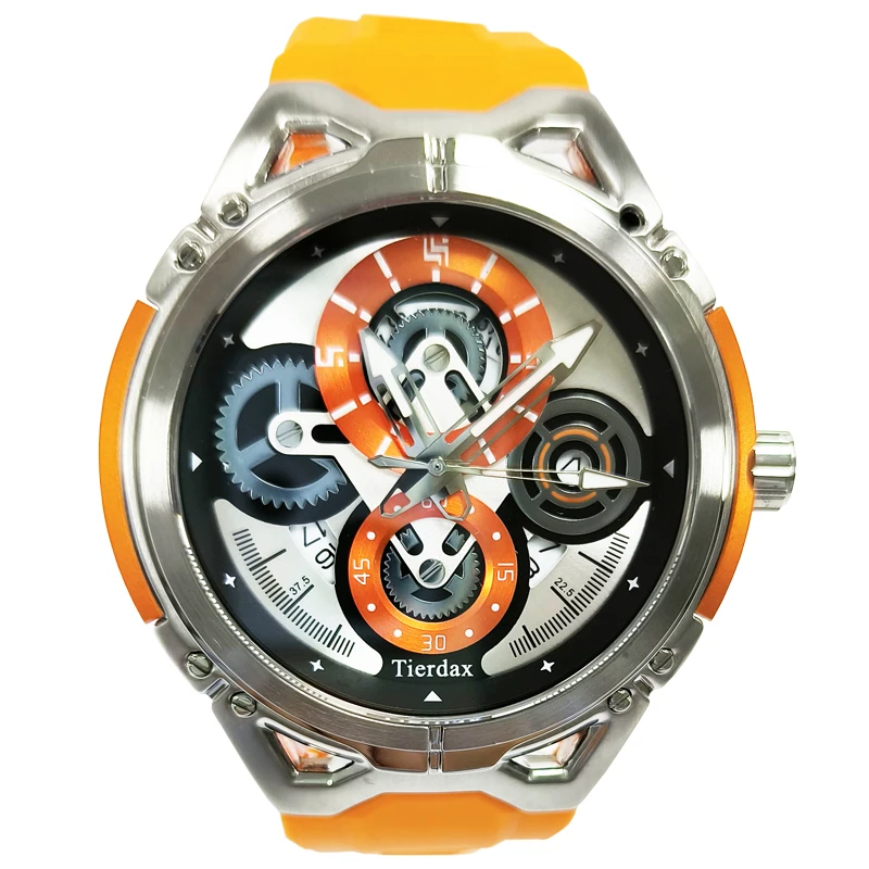 New Arrival Men Wrist Watch Luxury Design Skeleton Watch Soft Rubber Band Alloy Quartz Watches For Men Rlojes Hombre