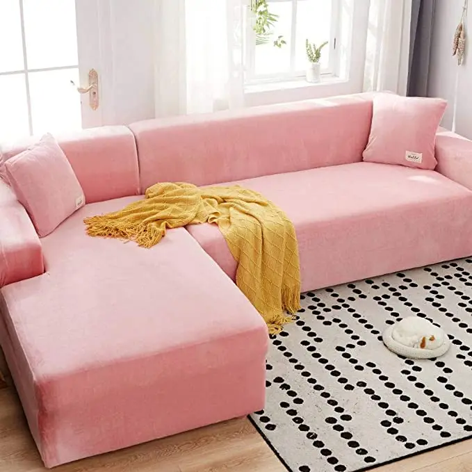 Popular color L-shaped sofa cover, elastic velvet waterproof sofa cover/