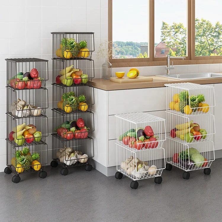 Kitchen Fruit Vegetable Bedroom Clothe Toy Boby Wash Storage Basket Organizer Shelf Holders With wheels Or Desktop