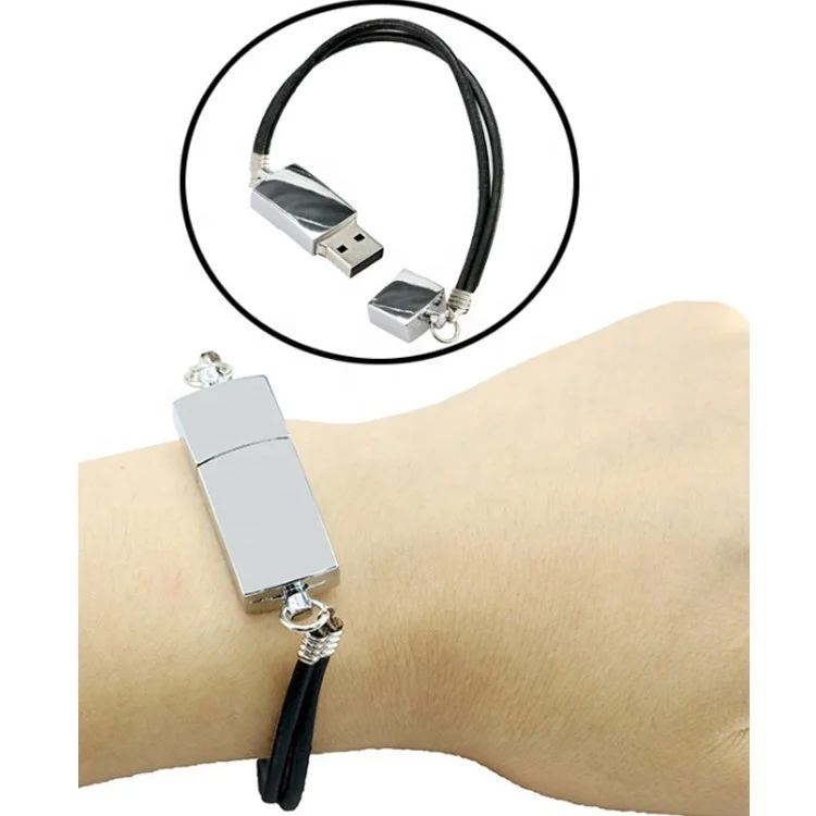 Customize USB flash drive Gift 1GB 2GB 4GB 8GB 16GB Metal Bracelet USB 2.0 Memory Wrist Band Pendrive A-class Flash Chip