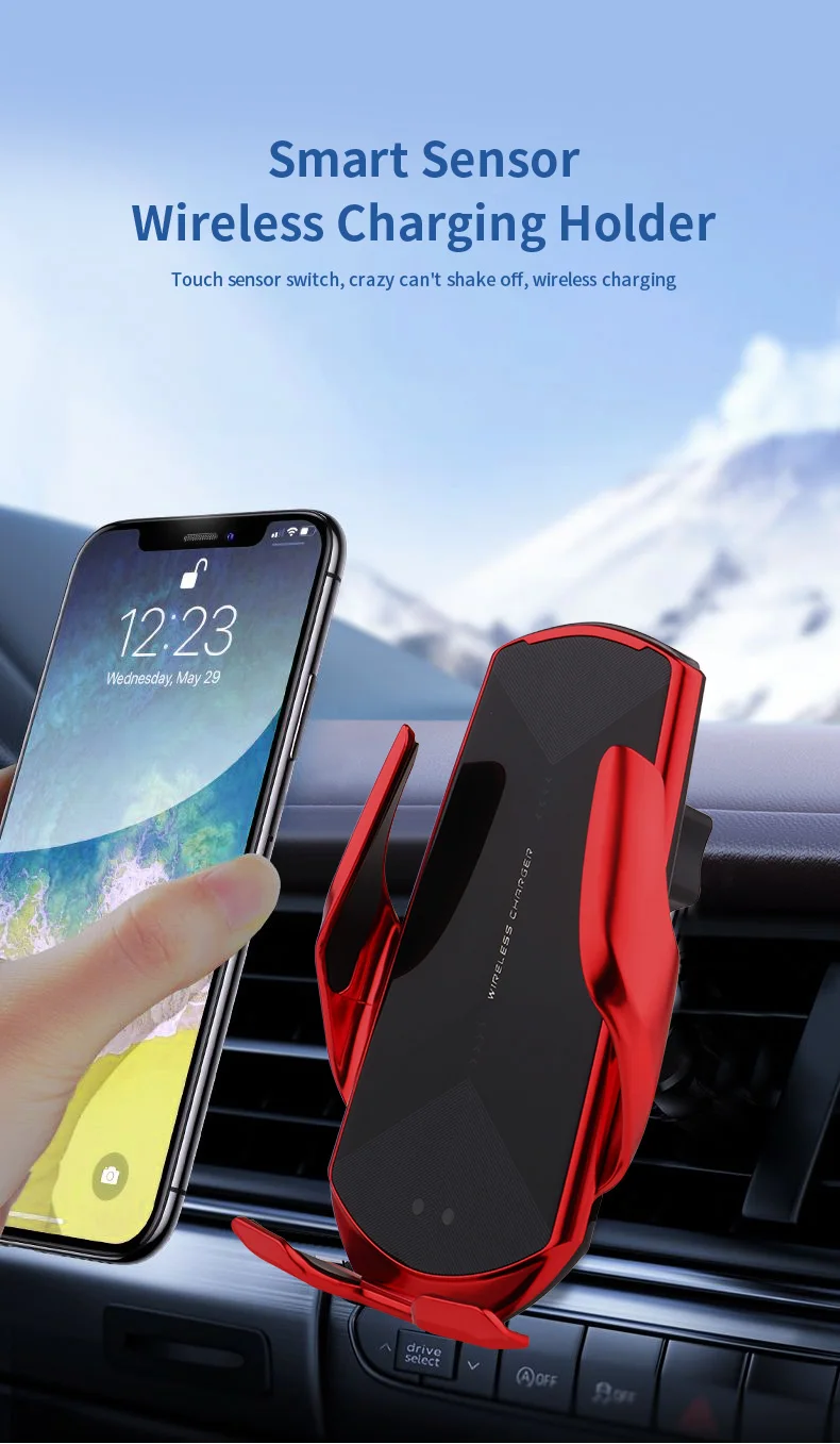 Wireless Car Charger Phone Mount 10W Car Charger 360 Rotatable Auto-Clamping Air Vent Phone Holder Car Mount Charger