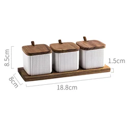 Nordic style ceramic salt sugar pepper pot spice jar 3pcs set seasoning box