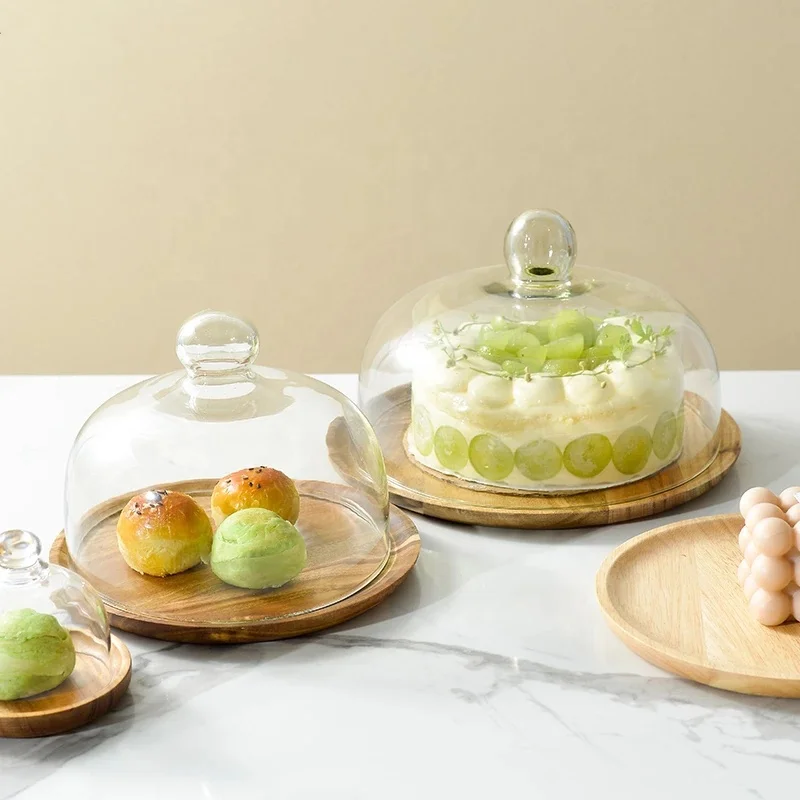High quality large crystal glass cake dome cheeze dome cover clear glass cake dome