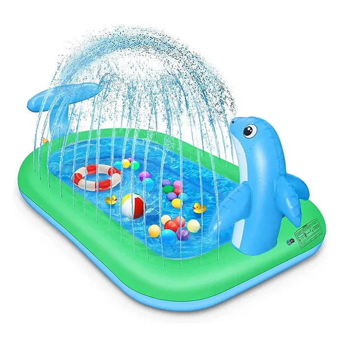 Modern Hotsale Portable Plastic Children Outdoor Inflatable Spray Swim Pool Family Summer Dolphin Splash Swimming Pools Toy