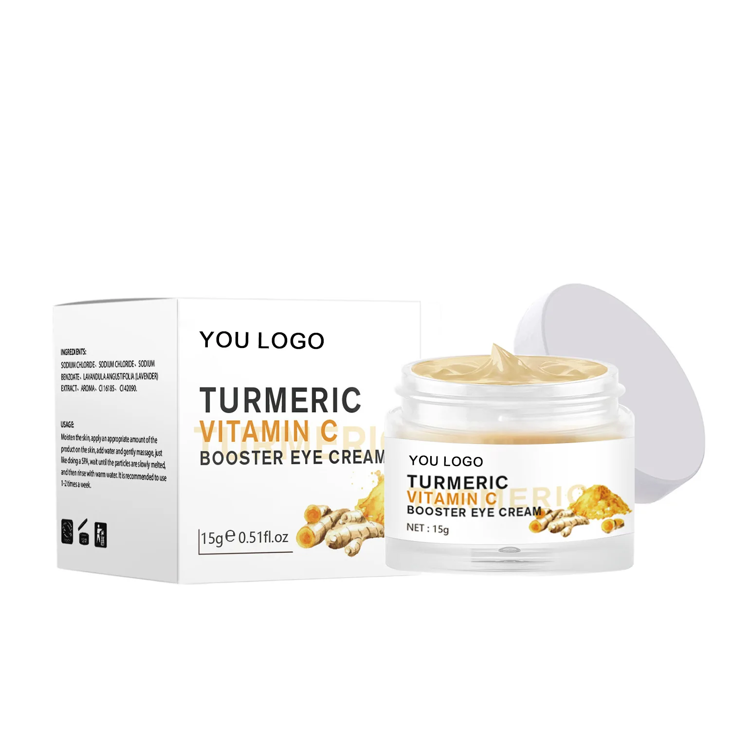 Natural Turmeric Vitamin C Moisturizing Brightening Black Circles Bags Removal Bright Lift Firming Retinol Eye Cream