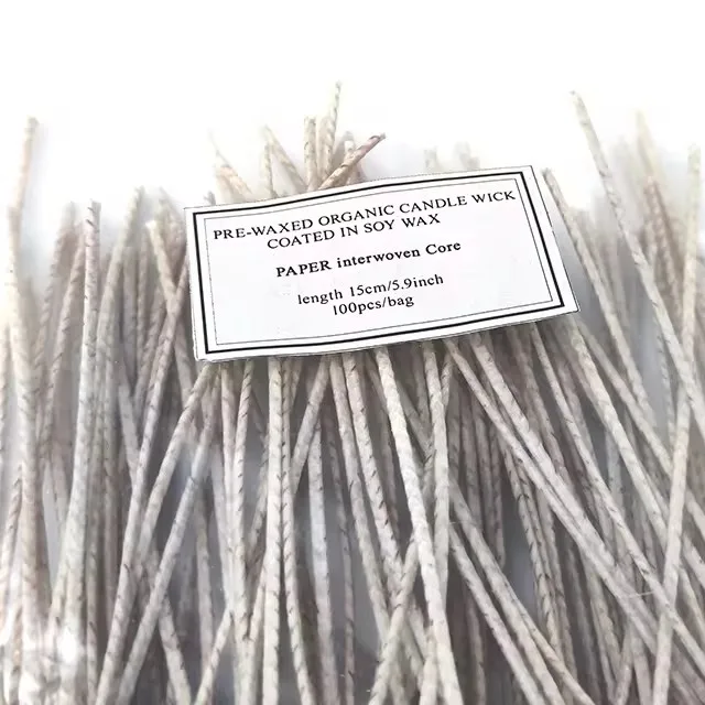 W40Z  Hot selling 40 strands multi length soy wax candle cotton & paper interwoven core with metal base for DIY candle making