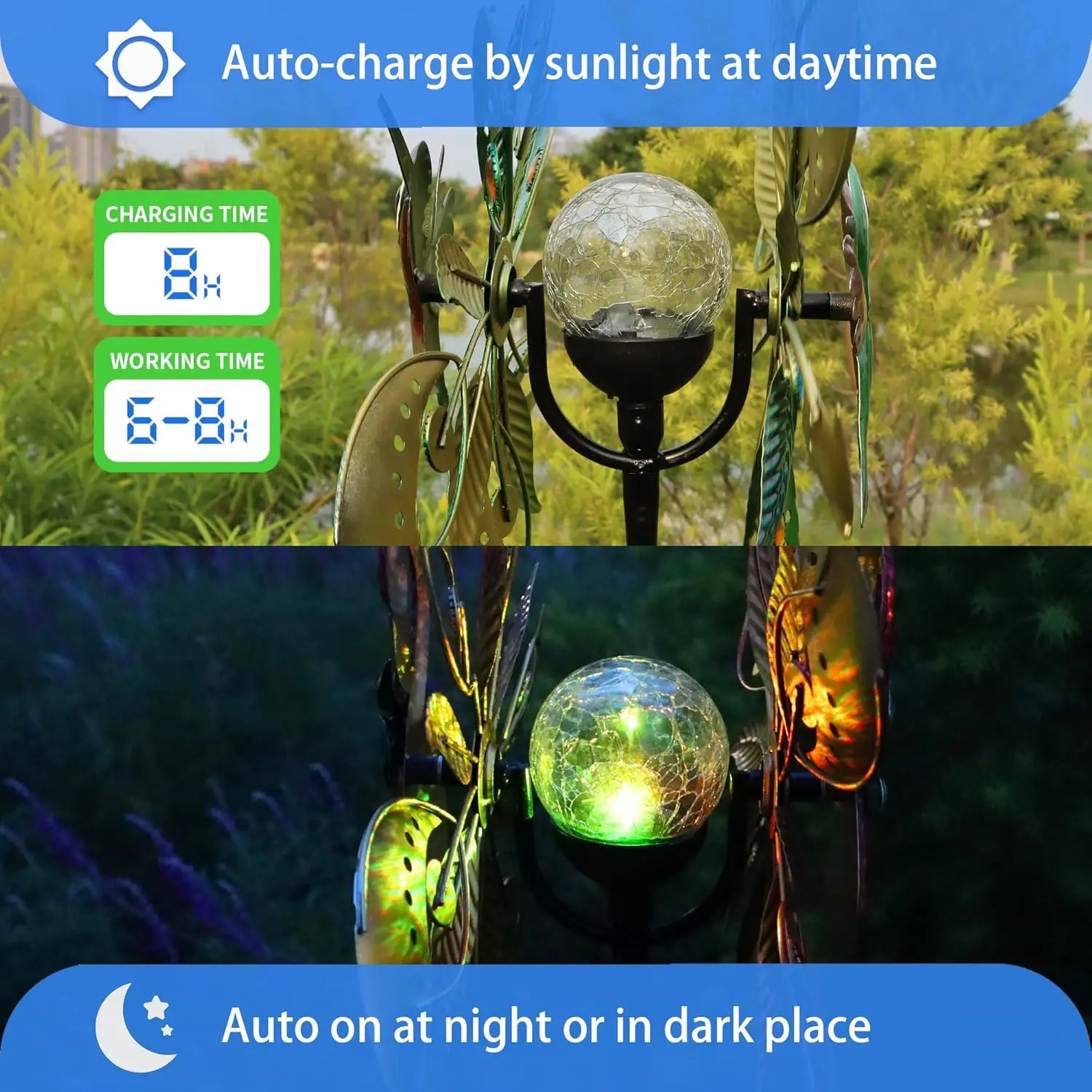 Solar LED Windmill Light Colorful Pinwheel Outdoor Waterproof Garden Lawn Lamp Garden Pathway Yard House Decoration