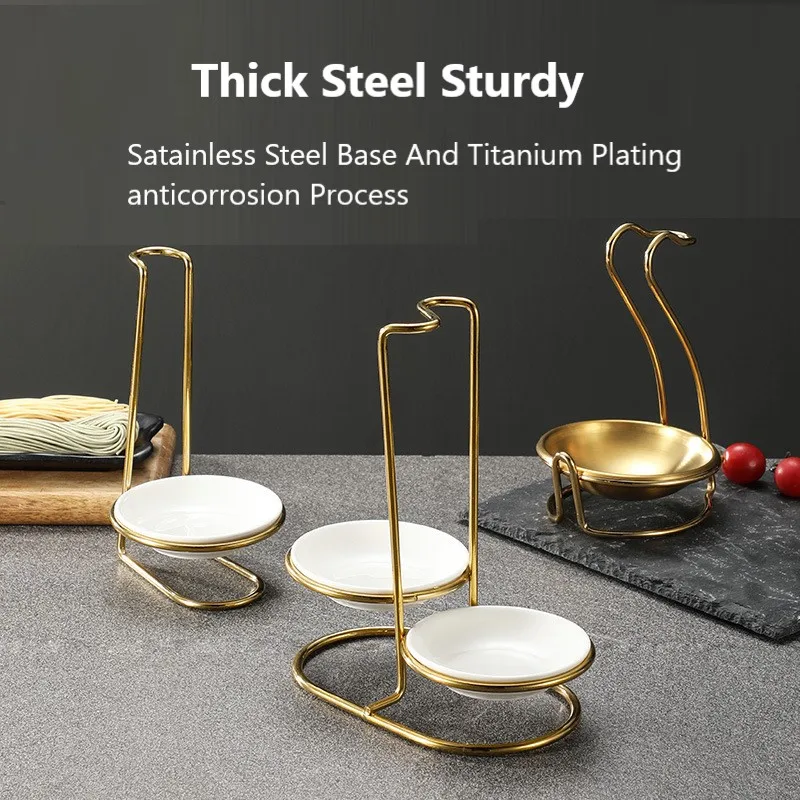 Wholesale Golden Kitchen Rack Spoon Rest Holder for Kitchen Utensil Ladle Holder