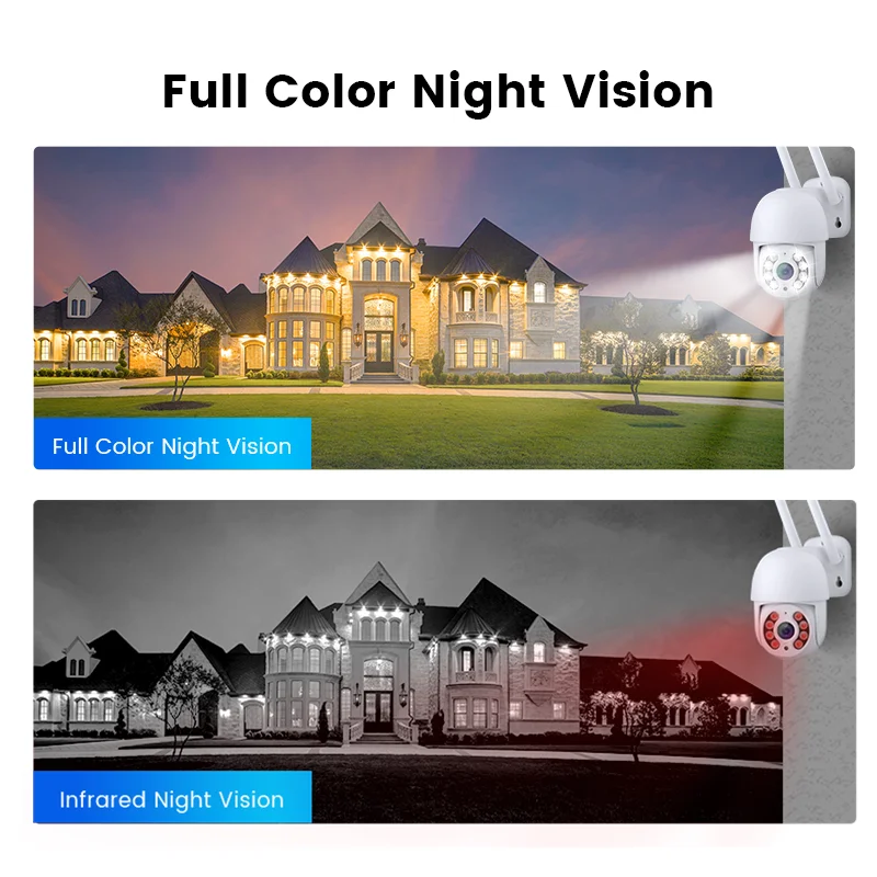 Full HD 1080P colorful night vision wireless ip dome ptz camera outdoor smart auto tracking cctv security icsee wifi ptz camera
