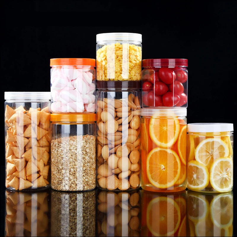 Container Ball Candy 250ml 300ml 350ml 400ml 450ml PET Plastic Food Jar With Easy Open Lid