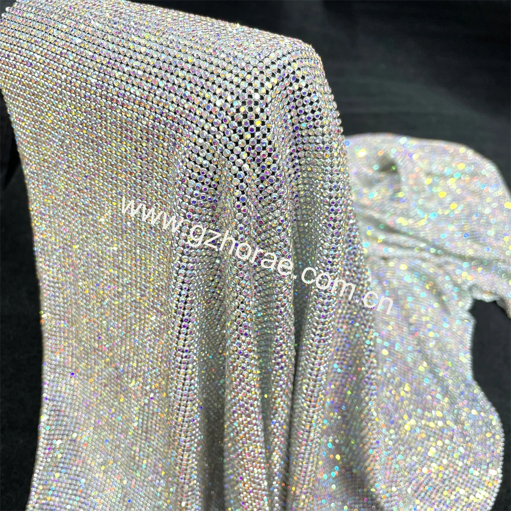 Me028 buling buling AA grade 2mm crystal mesh metallic rhinestone net mesh for garment