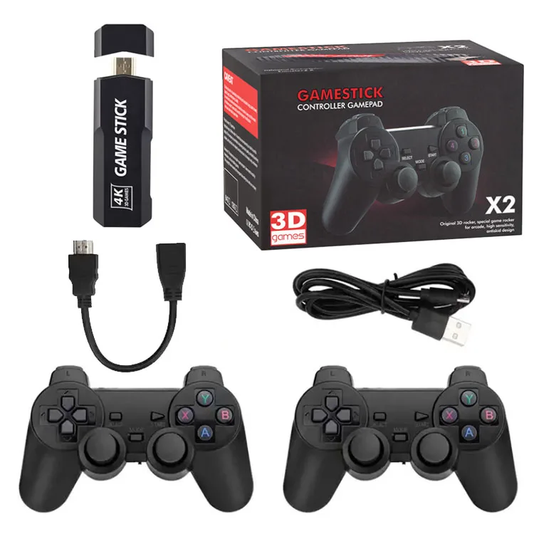 X2 Plus 4K Game Stick HD Video Game Console 128G Built-in 41000 3D Retro Games for PSP PS1 FC With Wireless Controller