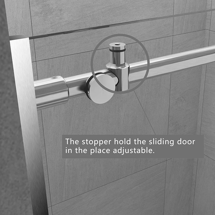 CKB Stainless Steel Chrome Brushed Nickel Tempered Glass Sliding Frameless Bathroom Shower Door