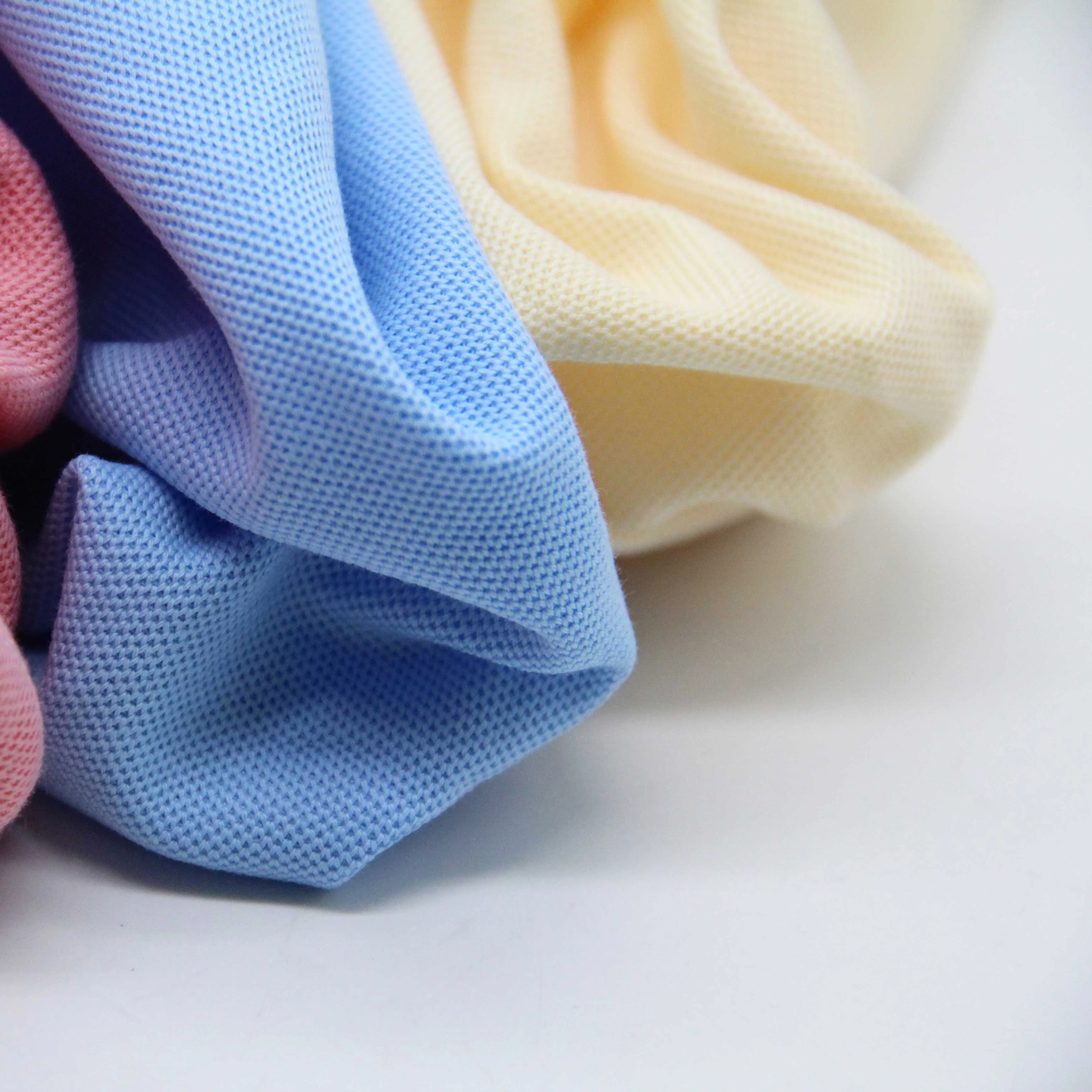 Polo Shirt Material High Quality Pique Fabric 220gsm Knitted Cotton Poly Fabric For Wholesale