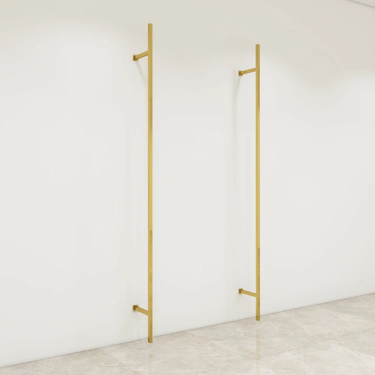 Commercial Gold Clothing Rack Pipe Clothing Rack Stainless Steel Display Rack For Wall Mounted