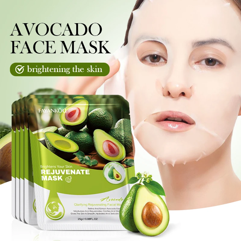 OEM FAYANKOU Wholesale Korean Avocado Clarifying Rejuvenating Face Mask Sheet Plant Extracts Hydrating Nourishing Facial Mask