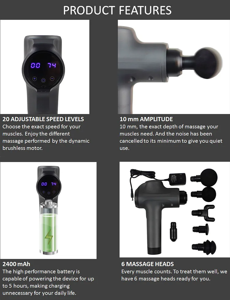 OEM/ODM 6 Speed Cordless Handheld Vibration wireless Strike Deep Tissue Pain Mini Massage Gun