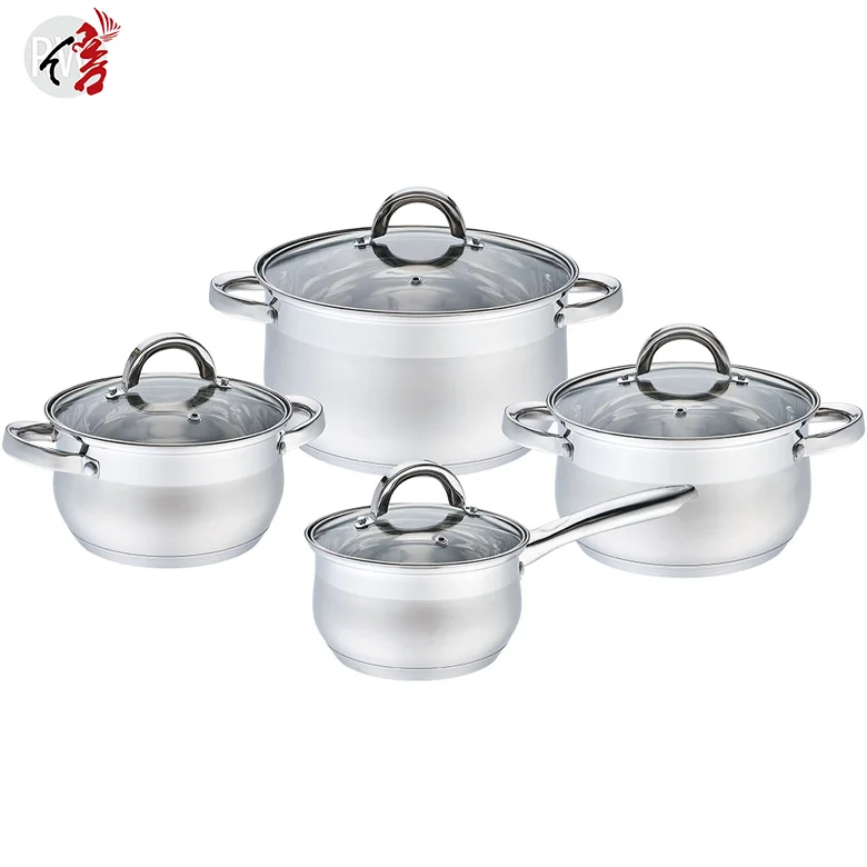 Realwin non stick cooking ware stainless steel cookware set kitchen with glass lid