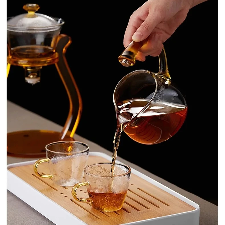 Classical Palace Style High Borosilicate Glass Tea Set Household Magnetic Tea Maker Pot